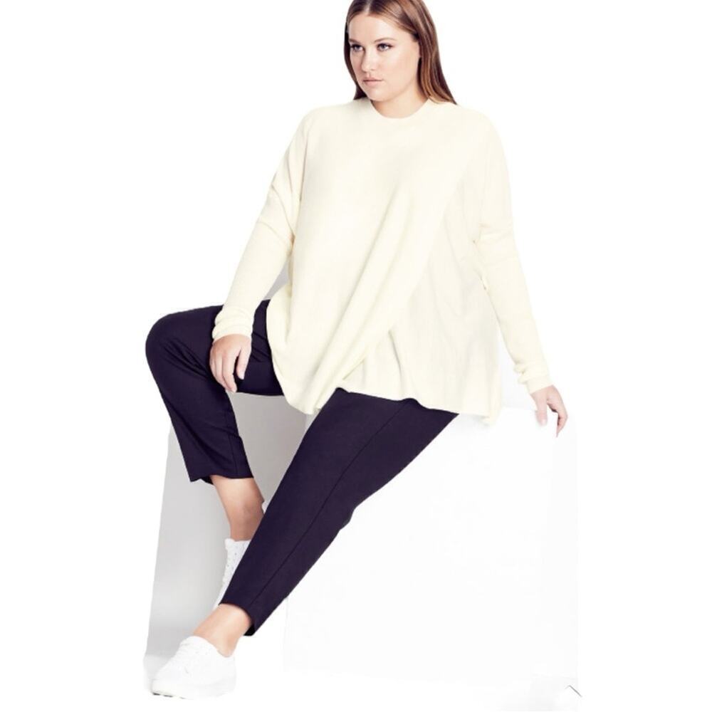 NWT City Chic Refinity Double Take Knit Jumper Sweater Cream Coastal Size 12